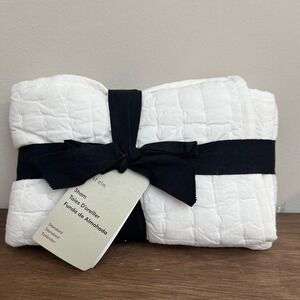 West Elm Alabaster Airy Cotton Voile Solid Sham Creamy White Quilted‎ Standard